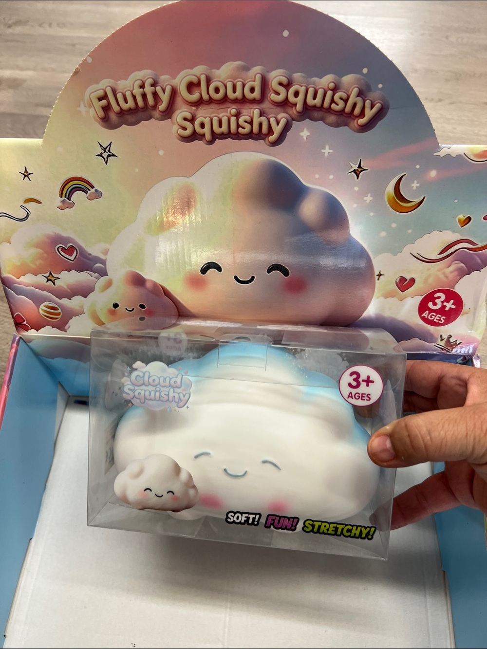 Fluffy Cloud Kids Toy - White & Blue